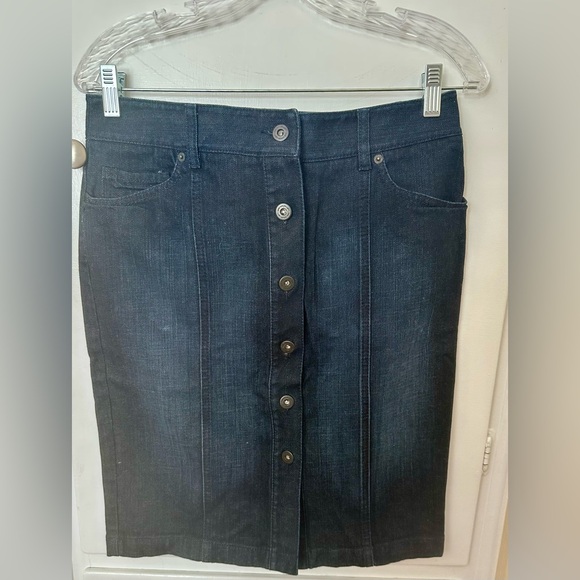 LOFT Dresses & Skirts - Ann Taylor LOFT Dark Blue Denim Skirt with Button Detail - NWT